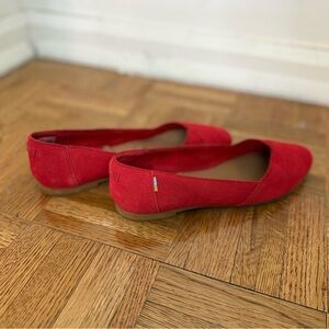 Toms Red Suede Flats 7.5